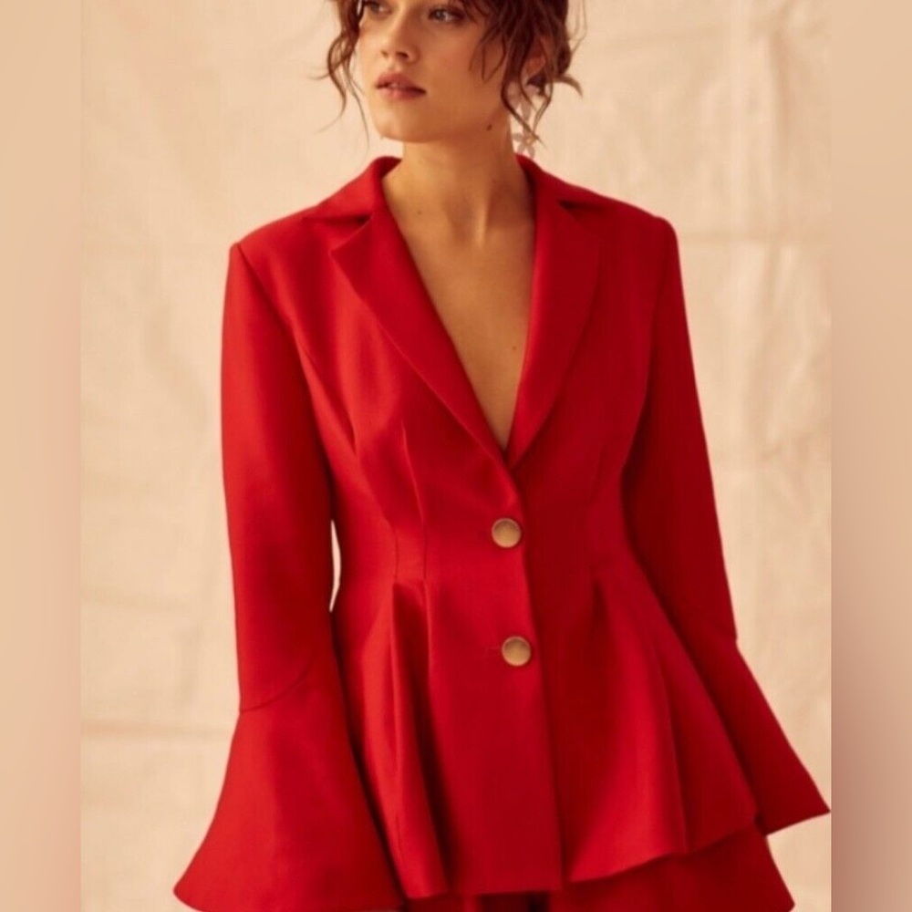 KEEPSAKE Undivided Bell Sleeves Blazer in Red!